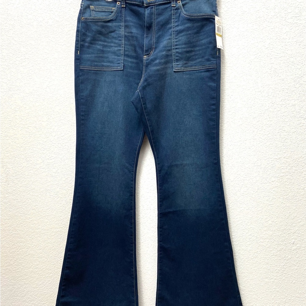 Michael Michael Kors Selma flare high rise flare leg opening medium wash size 14